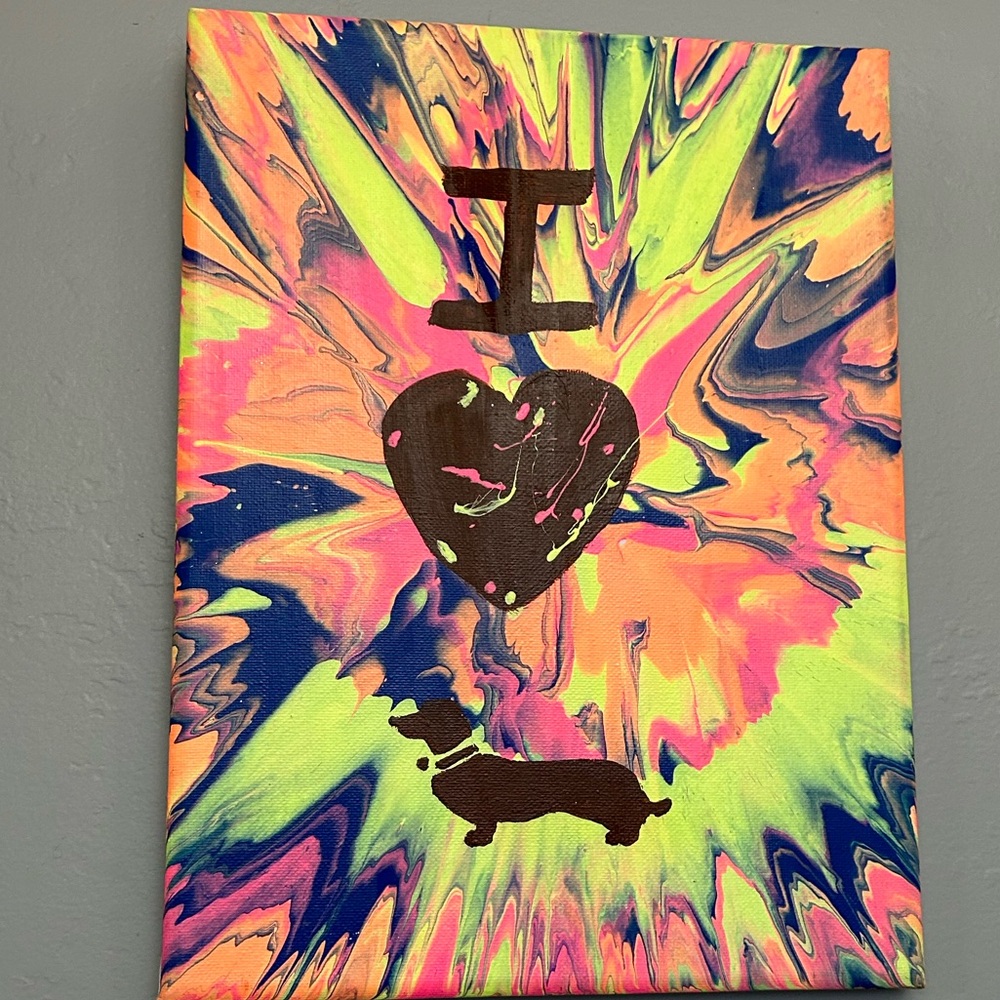 I love Dachshunds Colorful Abstract Original Painting Dog